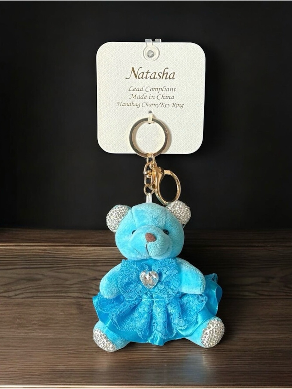 Natasha Blue Teddy Bear Bag Charm
